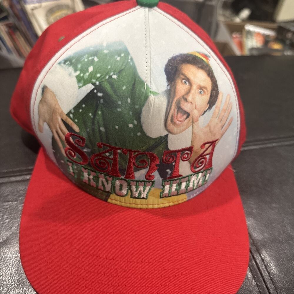 Elf Movie Santa I Know Him Christmas Snapback Hat Buddy Holiday Cap Red White